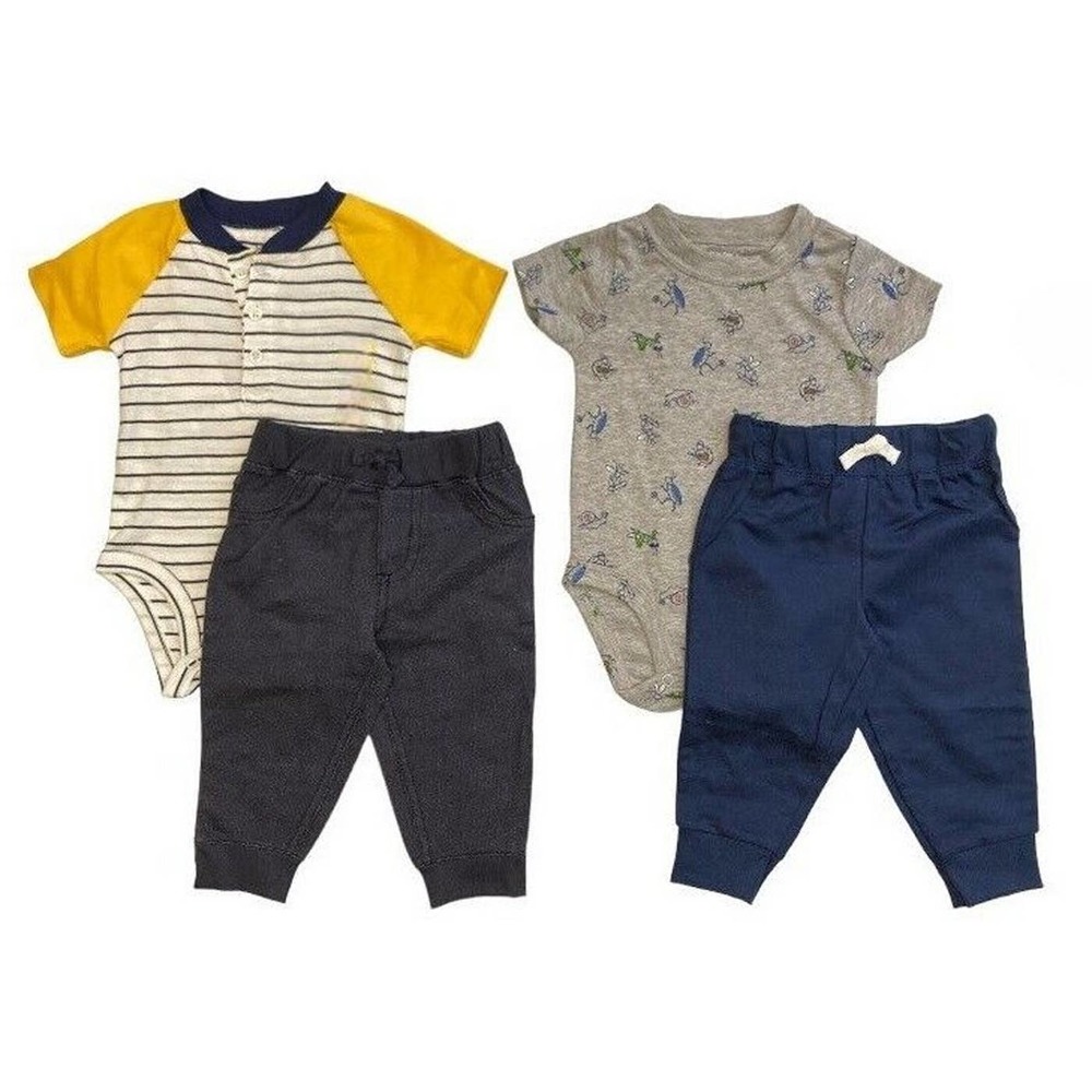Carter's 9M Baby Bugs / Striped 4 Piece Body Suits / Pants Sets + Free Shipping